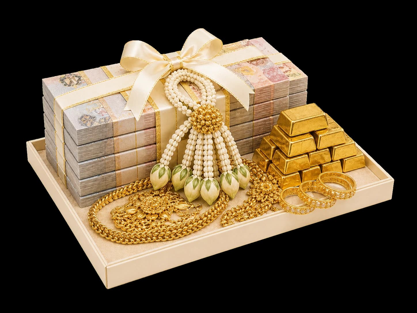 ชุดเงินสด ทองแท่ง และทองรูปพรรณสำหรับแพ็กเกจ Prestige